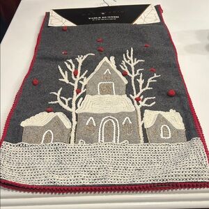 Gray and Red Holiday Table Runner